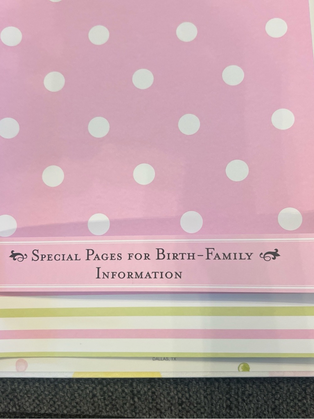 Penny Laine Adoption Baby Memory Book with Satin Bow - Pink Polka Dot Keepsake - Picture 7 of 8